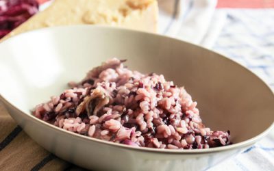 Risotto con radicchio e capocollo di Martina Franca